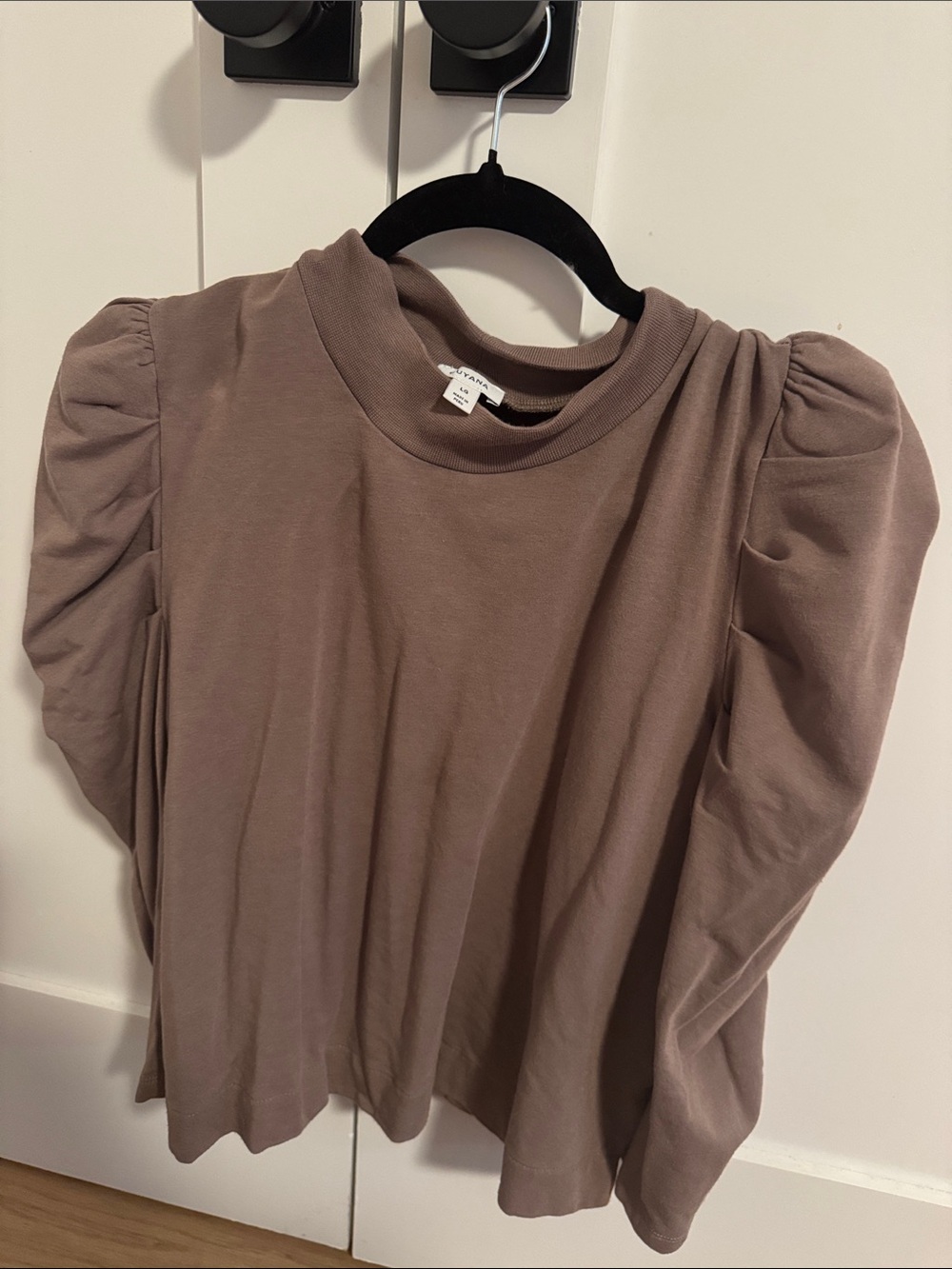 Cuyana Mauve Puff Sleeve Long Sleeve Tee